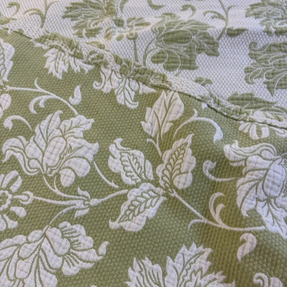 Colchas Domingos Matelesse Coverlet Cotton Sage Ivory Floral 76